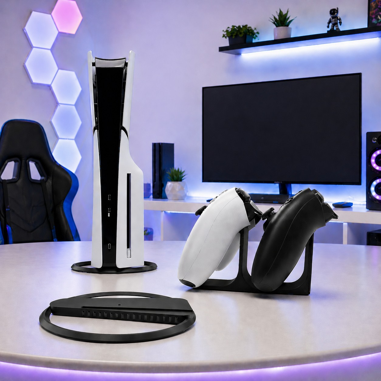 Soporte Base Vertical Para Ps5 Slim + Sop Para 2 Joysticks